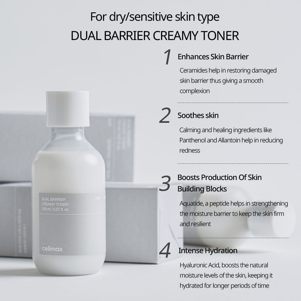 celimax Dual Barrier Creamy Toner benefits