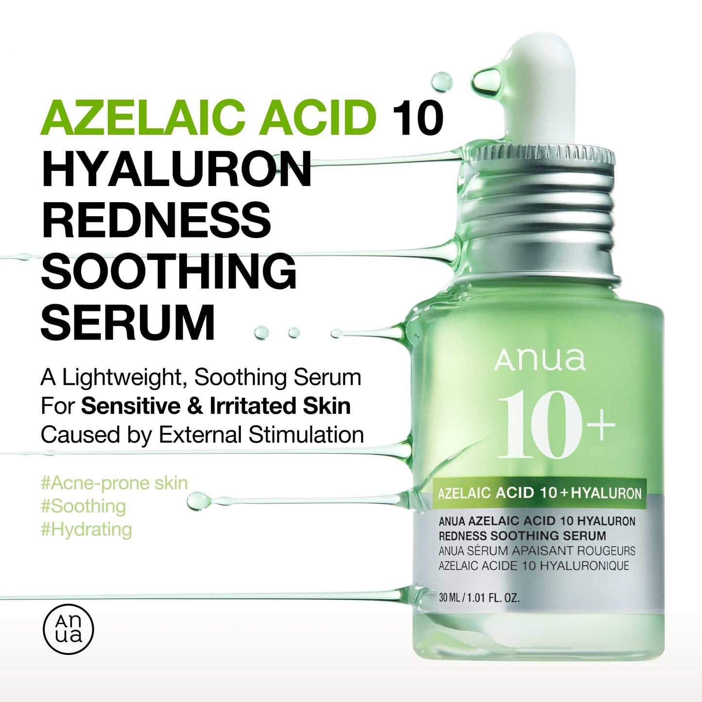 ANUA Azelaic Acid 10 Hyaluron Redness Soothing Serum - 30ml