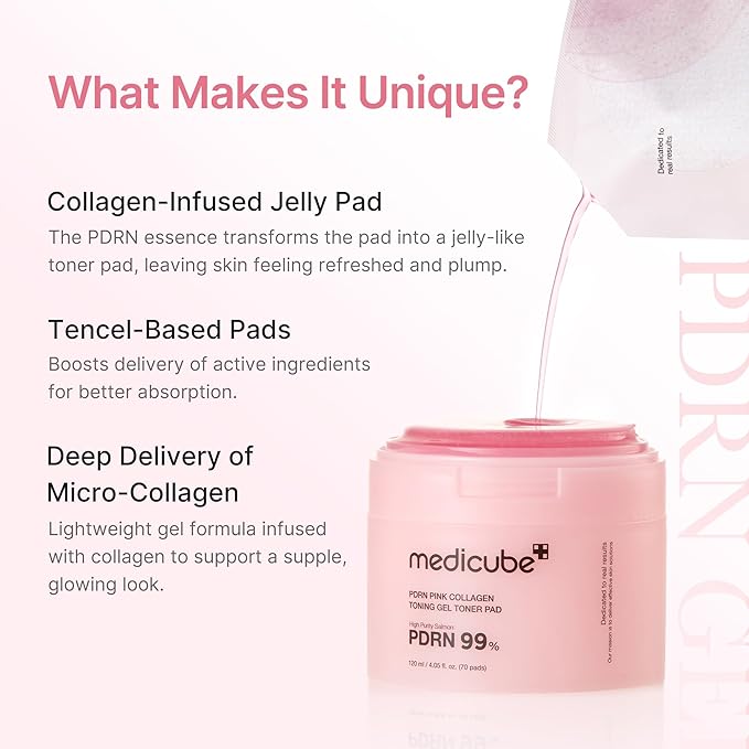 Medicube PDRN Pink Collagen Toning Gel Toner Pad - 70ea