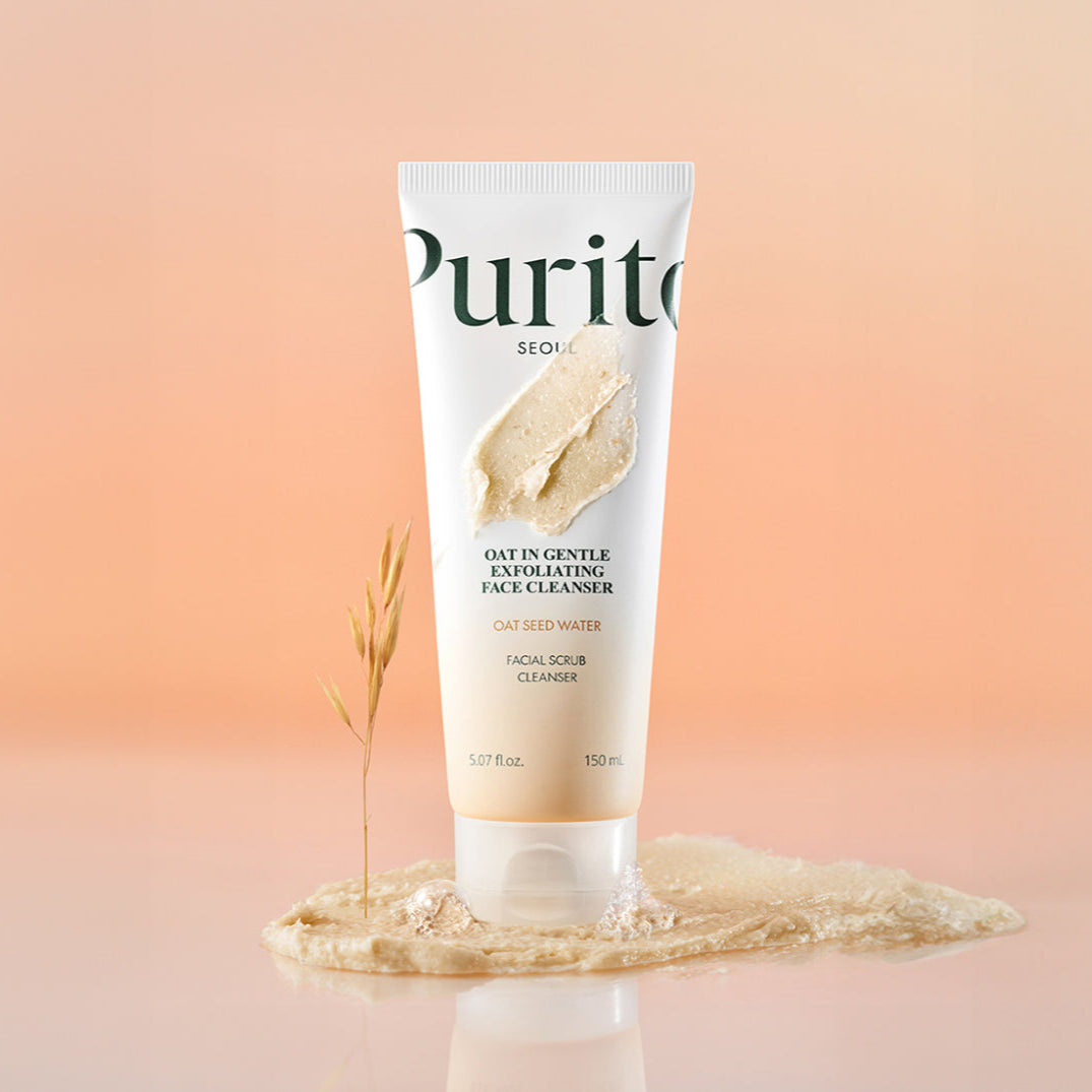 Tube of Purito facial cleanser on a gradient background